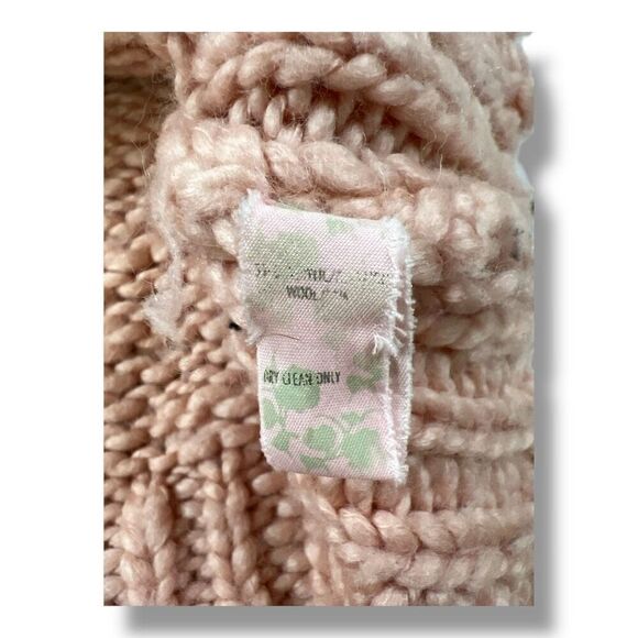 Free People Pink Wool Mock Neck Chunky Sweater Size Medium - Picture 4 of 5